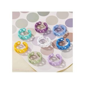 Colorful Acrylic Resin Chunky Rings, Set of 8